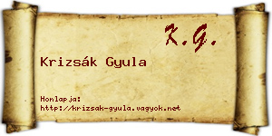 Krizsák Gyula névjegykártya