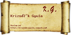 Krizsák Gyula névjegykártya